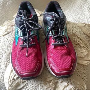 Brooks Ravenna 7 Pink Metallic Teal Silver Running Shoes Women's 8.5